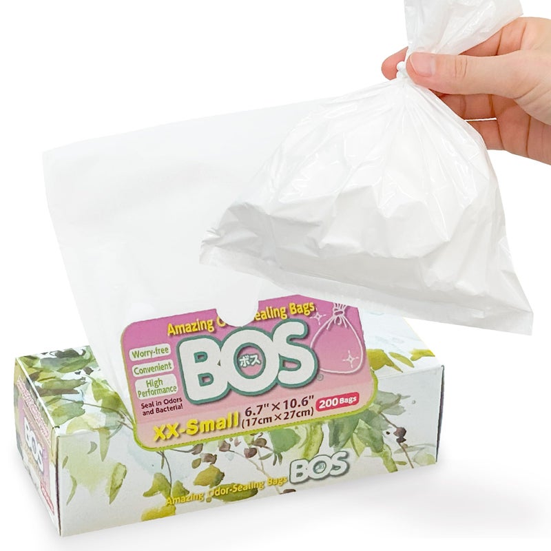 BOS Amazing Odor Sealing Disposable Bags, for Pet Waste (for small dogs) or Any Sanitary Product Disposal - Durable and Unscented[Size: XXS, Color: White] (200 count, Pack of 1) (200 Bags) - Image 1